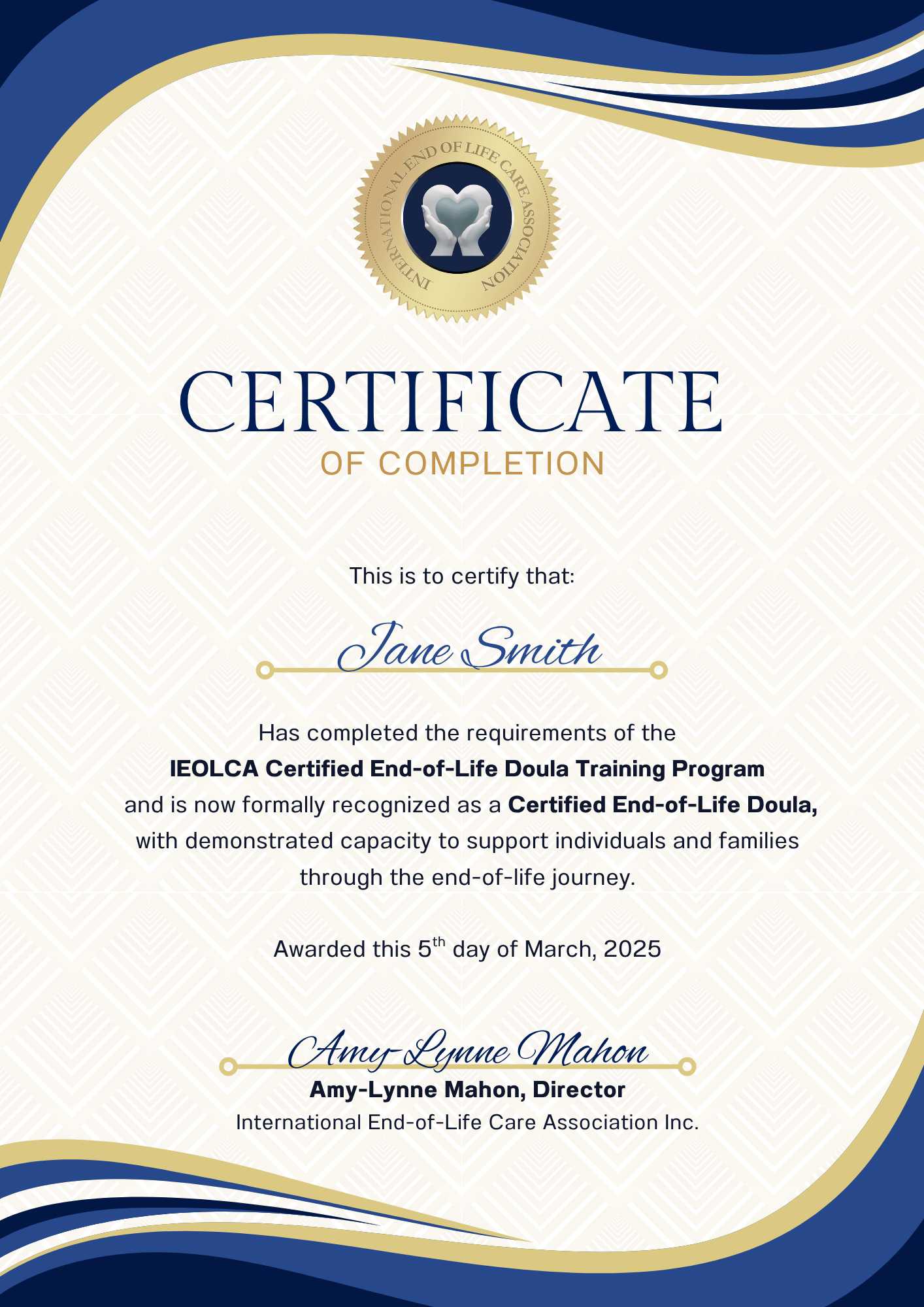 IEOLCA Certificate of Completion