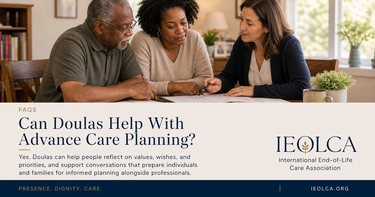A death doula supporting a thoughtful advance care planning conversation