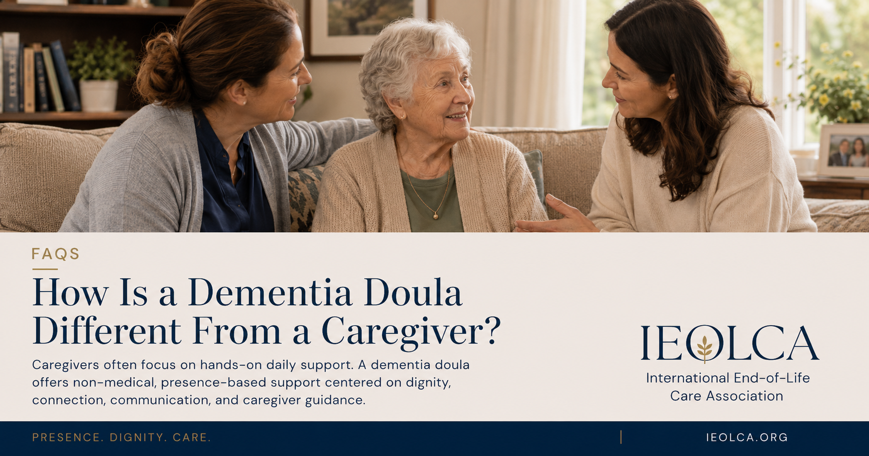 A dementia doula and caregiver supporting a person living with dementia