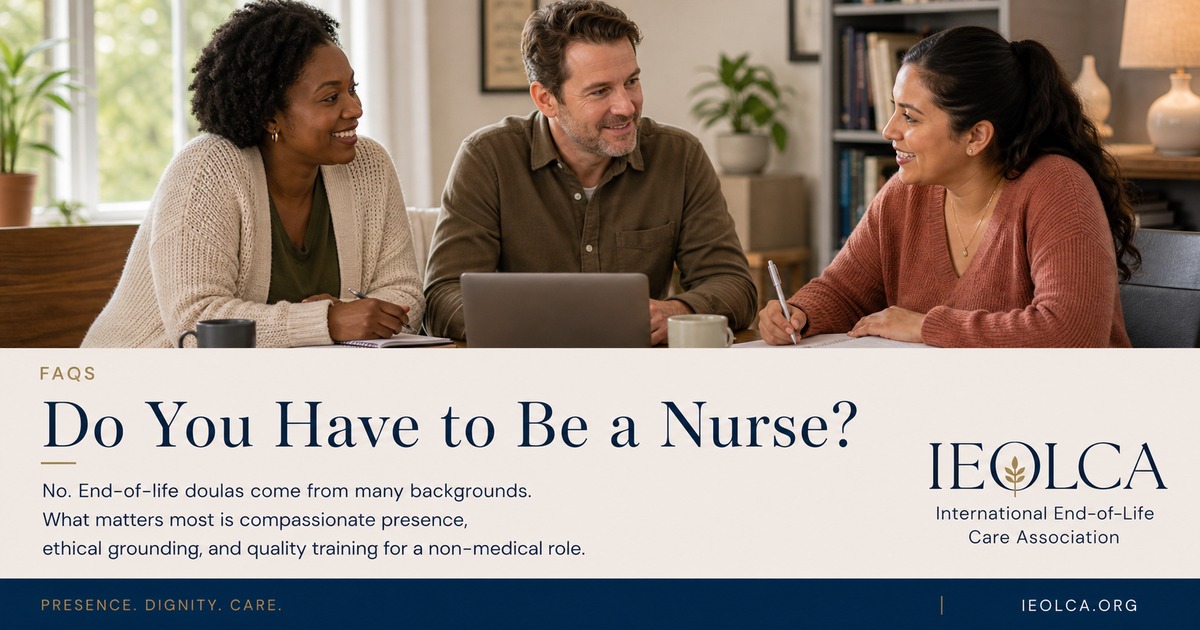 A death doula offering compassionate non-medical support to an older adult