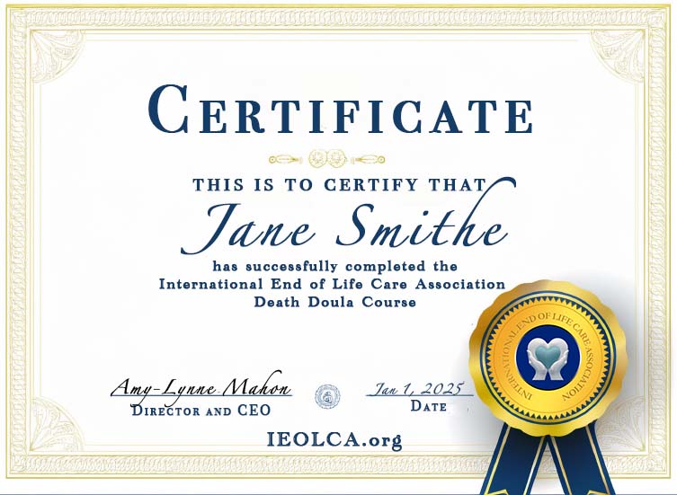 IEOLCA certificate with parchment paper background