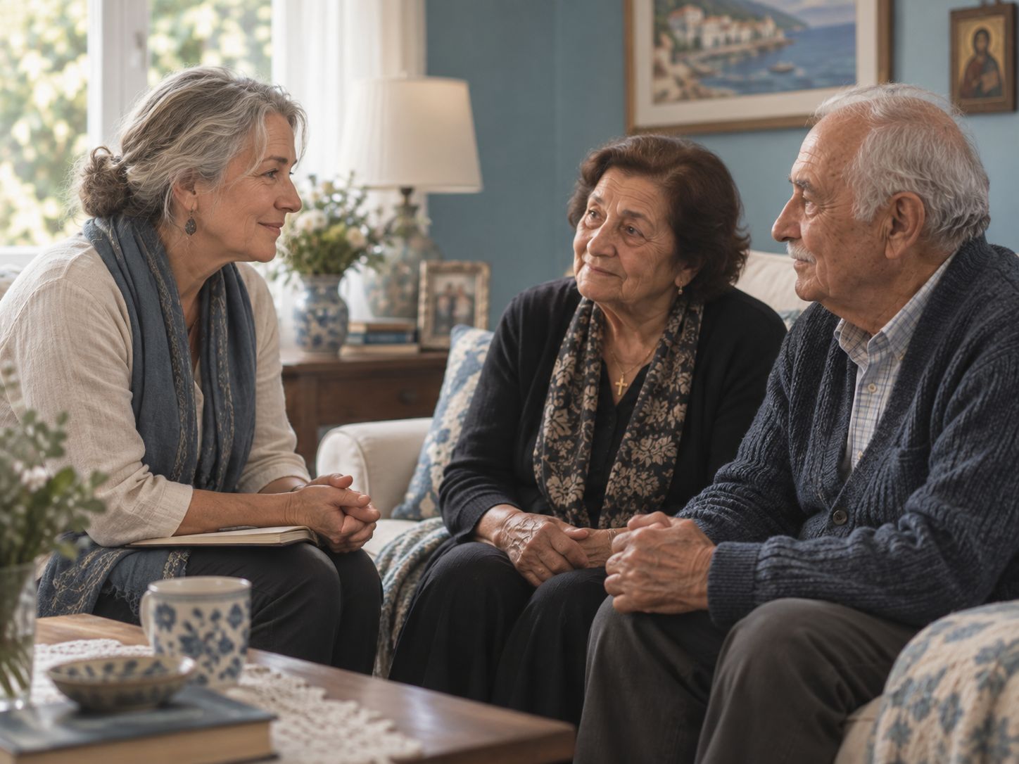 A companion offering attentive, non-medical end-of-life support