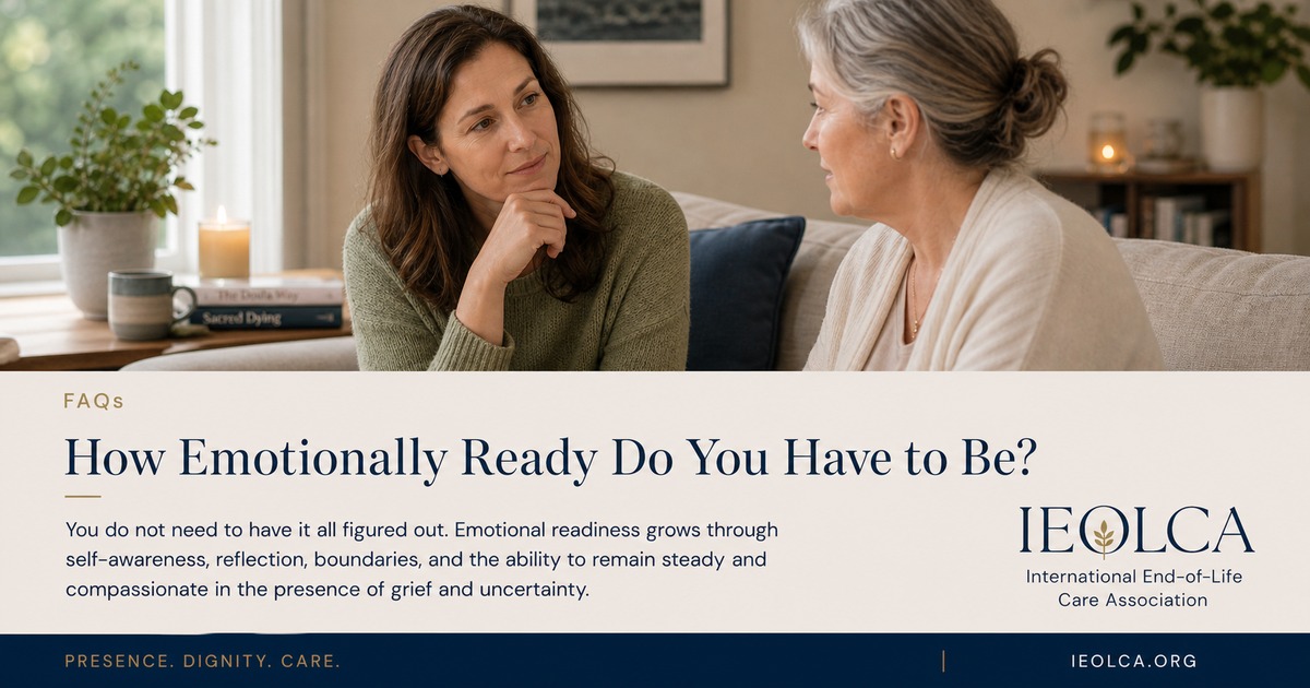 A calm reflective moment representing emotional readiness for death doula work