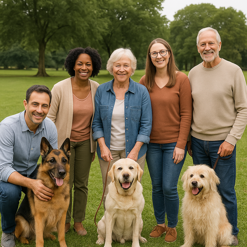 Community of pet owners at the park