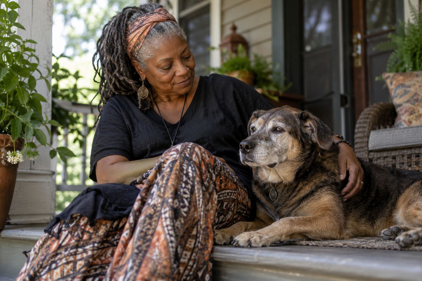 Person resting closely with a beloved companion animal