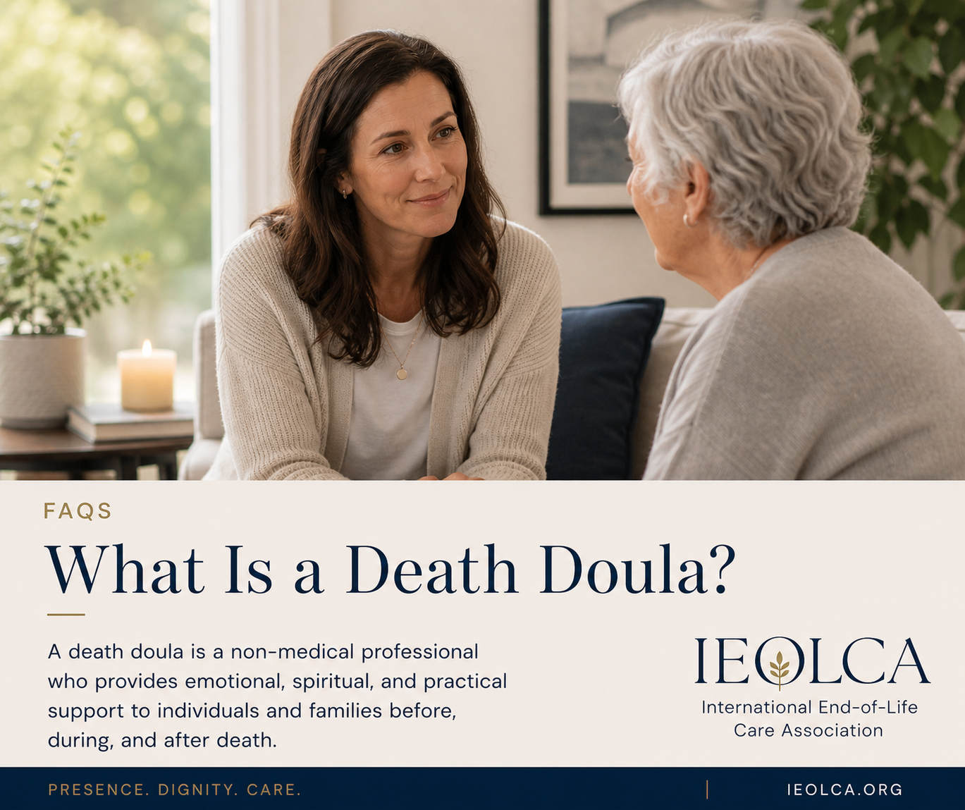 A death doula offering calm, non-medical support